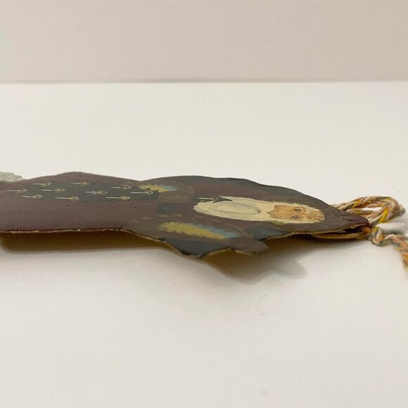 Vintage Santa Claus Wall Hook Hand Painted Metal Christmas Decoration - Picture 11 of 16